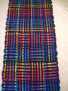 In Sheep's Clothing Yarn Shop woven log cabin scarf